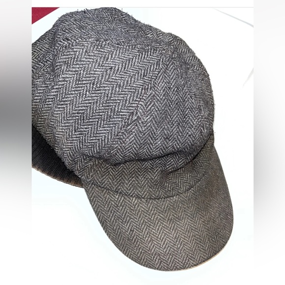 Lake Of The Isles L/XL Black Herringbone CAP Wool HAT Ear Flaps lined Cotton Men - Picture 5 of 9
